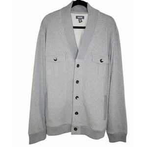 Kenneth Cole Reaction Men's XXL Light Gray Cotton Shawl Collar Cardigan Sweater